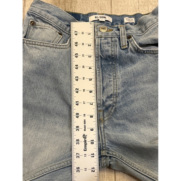 RE/DONE Originals High Rise Straight Leg Jeans Light Wash Distressed Blue Sz 27 - Picture 6 of 12